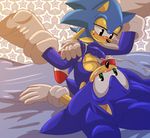  anal anal_penetration angelofhapiness bed blush cum cum_in_ass cum_inside green_eyes lying male male/male orgasm penetration penis sega sex sonic_(series) sonic_the_hedgehog 