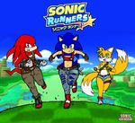  anthro blue_fur bulge canine clothed clothing cutoffs denim_shorts echidna fox fur girly gloves group hedgehog jeans knuckles_the_echidna logo mammal miles_prower monotreme multiple_tails pants red_fur running sega shoes shorts sonic_(series) sonic_runners sonic_the_hedgehog sonicharinezumi torn_clothing wide_hips yellow_fur 