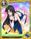 artist_request ass black_hair blue-framed_eyewear bracelet breasts brown_eyes card_(medium) character_name chess_piece glasses high_school_dxd jewelry large_breasts long_hair official_art queen_(chess) shinra_tsubaki solo thighhighs torn_clothes trading_card very_long_hair white_legwear 
