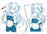  animal_ears blush canine english_text female hair human keidran mammal midriff raine_(twokinds) text tom_fischbach twokinds wolf wolf_ears 