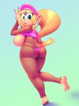  2015 anthro big_breasts big_butt breasts butt clothing dixie_kong huge_breasts mammal monkey nitro primate side_boob smile solo thong 