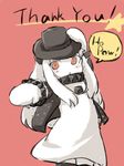  bad_id bad_pixiv_id cosplay engiyoshi fedora hat horns kantai_collection long_hair looking_at_viewer michael_jackson michael_jackson_(cosplay) mittens northern_ocean_hime open_mouth pale_skin red_eyes shinkaisei-kan solo white_hair 