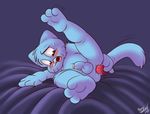  anal anal_penetration balls blush dildo gumball_watterson lying male masturbation open_mouth orgasm penetration penis roarey_raccoon sex_toy solo sweat the_amazing_world_of_gumball 