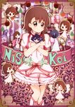  6+girls bad_id bad_pixiv_id brown_eyes brown_hair cape character_doll commentary copyright_name dress halo ichijou_raku multiple_girls multiple_persona nisekoi onodera_kosaki purple_hair ranan wings 