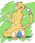  anal anal_insertion anal_masturbation anal_penetration anthro cheetah cum dildo eyes_closed feline insertion male mammal masturbation penetration salmy sex_toy solo yuguni 