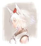  animal_ears hat inubashiri_momiji matsuda_(matsukichi) profile red_eyes short_hair solo tokin_hat touhou white_hair wolf_ears 