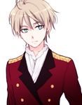  aldnoah.zero blue_eyes double-breasted epaulettes male_focus silver_hair sinba_(ying-hua) slaine_troyard solo 