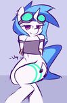  anthro belly bottomless clothed clothing cutie_mark ear_piercing equine eyewear female friendship_is_magic goggles half-dressed horn horny looking_at_viewer mammal my_little_pony navel piercing seductive smile unicorn vinyl_scratch_(mlp) whoop 