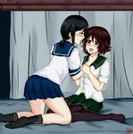  crying crying_with_eyes_open dated drie fubuki_(kantai_collection) highres kantai_collection multiple_girls mutsuki_(kantai_collection) pantyhose saliva saliva_trail signature tears yuri 