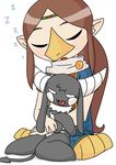  beak bikini black_fur clothing cute demon duo eyes_closed failure_succubus female fur horn medli nintendo o-den open_mouth rito sleeping spade_tail swimsuit the_legend_of_zelda video_games wind_waker 