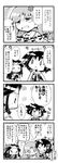  &gt;_&lt; 3girls 4koma :d ? ^_^ anger_vein closed_eyes comic eighth_note expressive_hair fingerless_gloves flying_sweatdrops forehead_protector fourth_wall gloves greyscale hair_ornament hairpin herada_mitsuru highres jintsuu_(kantai_collection) kantai_collection long_hair long_sleeves monochrome multiple_girls musical_note ooi_(kantai_collection) open_mouth outstretched_arms scarf school_uniform sendai_(kantai_collection) serafuku short_hair smile speech_bubble steepled_fingers sweatdrop torpedo translated wavy_mouth 