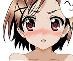  1girl accel_world artist_request blush brown_hair kurashima_chiyuri looking_at_viewer open_mouth red_eyes short_hair simple_background 