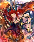  breasts demon_girl demon_tail horns oomii_(f.style) red_hair succubus tail wings yellow_eyes 