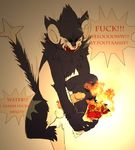  anthro burning english_text erection fire hindpaw jumping luxray nintendo pain pawpads paws penis pok&eacute;mon shout solo t&eacute;st teeth text video_games 