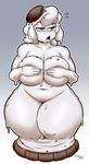  anthro areola big_lips brown_eyes cookie fan_character female lips nude oreos plain_background solo thick_thighs tsudanym voluptuous wide_hips xingscourge 