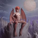  anthro breasts claws dragon female hair horn indexer looking_at_viewer nude sitting smile solo 