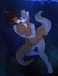  2015 anthro canine duo eyes_closed female kissing male male/female mammal mustelid nude otter tygurstar underwater water wolf 