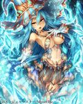  blue_hair ice long_hair magic ros staff witch_hat yellow_eyes 