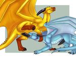  blue_eyes cum cum_in_mouth cum_inside cyrakhis dragon duo fellatio feral feral_on_feral horn male male/male malware mith oral plain_background sex wings 