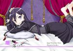  bed black_hair kirito kirito_(sao-ggo) lipstick lipstick_tube long_hair lying makeup nail_polish nail_polish_bottle on_stomach otoko_no_ko pillow purple_eyes sword_art_online tokito_(wabi-suke) 