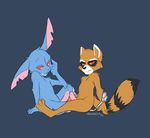  2015 anthro blackjack_o&#039;hare buckteeth duo erection frottage guardians_of_the_galaxy humanoid_penis interspecies lagomorph male male/male mammal mewdles nude penis rabbit raccoon red_eyes rocket_raccoon sex sitting 
