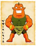  artist_name barefoot bully_taichou character_name chikori.com full_body grin hands_on_hips horn looking_at_viewer lowres male_focus muscle orange_skin smile solo standing youkai youkai_watch youkai_watch_2 