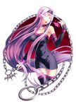  breasts chain collar dagger facial_mark fate/stay_night fate_(series) forehead_mark glasses highres large_breasts lips long_hair nameless_dagger purple_eyes purple_hair rider signature solo thighhighs tsuki_(s1ber) very_long_hair weapon 