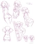  blush breasts climbing highres idolmaster idolmaster_cinderella_girls kawashima_mizuki long_hair medium_breasts monochrome mudou_eichi multiple_girls open_mouth panties pantyshot pencil_skirt royale_style_(idolmaster) short_hair skirt squatting totoki_airi twintails underwear 