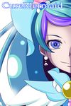  blue_eyes blue_hair character_name closed_mouth cure_mermaid earrings go!_princess_precure hair_ornament highres jewelry kaidou_minami long_hair looking_at_viewer multicolored_hair nishi_koutarou out_of_frame portrait precure purple_hair smile solo two-tone_hair 