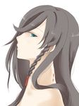  black_hair blue_eyes braid ear_piercing flower izumi-no-kami_kanesada kashiwa_kiseri long_hair male_focus nape piercing profile side_braid solo tattoo touken_ranbu upper_body 