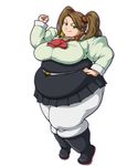  bad_id bad_pixiv_id belt big_belly breasts brown_eyes brown_hair double_chin fat fat_folds full_body gundam gundam_build_fighters gundam_build_fighters_try hair_ornament highres huge_breasts john_low obese pantyhose sazaki_kaoruko smile smug solo twintails 