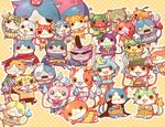  armor black_hair blue_cape blue_skirt blush buchinyan budounyan bushinyan cape cat closed_eyes crossed_arms darknyan dekanyan dianyan emeralnyan everyone facial_hair fangs food fruit fuyunyan gabunyan golnyan grapes haramaki hat helmet ichigonyan jetnyan jibanyan kiwifruit kiwinyan looking_at_viewer luchador luchador_mask mandarin_orange maskednyaan master_nyaada melonnyan mikannyan multiple_tails muskmelon mustache no_humans notched_ear one_eye_closed open_mouth pleated_skirt pompadour red_cape rivets robonyan robonyan_f-gata robot rubynyan sailornyan sapphinyan scar scar_across_eye school_uniform serafuku skirt sparkle strawberry suikanyan sunglasses sword tail togenyan topanyan trait_connection two_tails umi_(srtm07) vampire warunyan watermelon weapon wondernyan_(youkai_watch) youkai youkai_watch youkai_watch_2 