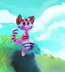  animal_crossing cat clothing cute esinololly feline grass landscape lolly_(animal_crossing) mammal nintendo paws sitting sky smile solo sunny video_games whiskers 