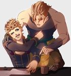  bad_id bad_pixiv_id blonde_hair blue_eyes cup dio_brando father_and_son fatherly giorno_giovanna jojo_no_kimyou_na_bouken mug multiple_boys takanashi_hinami 