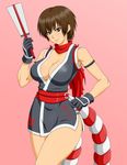  alternate_hairstyle breasts brown_eyes brown_hair cleavage fatal_fury female king_of_fighters kof:_maximum_impact large_breasts maximum_impact shiranui_mai short_hair snk solo the_king_of_fighters very_short_hair 