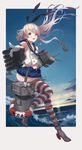  absurdres blonde_hair brown_eyes gloves highres innertube kantai_collection long_hair rensouhou-chan rumisher shimakaze_(kantai_collection) skirt solo thighhighs 