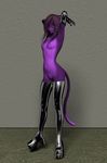  2015 3d anthro arms_behind_head boots breasts cgi clothed clothing feline female flarne gloves half-dressed kawaoneechan legwear mammal nipples pose pussy rubber small_breasts topless 