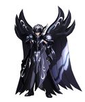  1boy armor deity full_armor gauntlets highres official_art official_artwork saint_seiya saint_seiya:_brave_soldiers short_hair shoulder_pads silver_eyes silver_hair smile solo thanatos_(saint_seiya) tiara wings 