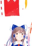  alternate_color bare_shoulders blush bow brown_eyes brown_hair cherry_blossoms detached_sleeves hair_bow hair_tubes hakurei_reimu jq petals player_2 sketch solo touhou white_sleeves 