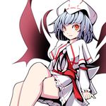  :d bad_id bad_pixiv_id bat_wings blue_hair capelet crossed_legs curiosities_of_lotus_asia dress hat looking_at_viewer oimo_(imoyoukan) open_mouth red_eyes remilia_scarlet sash slit_pupils smile solo thighs touhou wings 