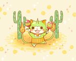  cactus cat fangs haramaki instrument maracas multiple_tails no_humans notched_ear open_mouth saguaro solo tail togenyan two_tails umi_(srtm07) youkai youkai_watch 