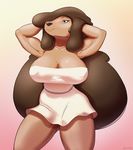  2014 adventure_time anthro big_breasts breasts canine cleavage clothed clothing dog dress female mammal nipple_bulge nipples samantha schwoo solo 