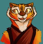  2015 feline female guoh kung_fu_panda mammal master_tigress orange_eyes portrait smile solo tiger 