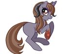  2012 animated brown_fur brown_hair demon equine fan_character female fur hair hi_res horn horse magic makeup mammal my_little_pony open_mouth orange_eyes pony purple_skin raised_leg raptor007 sinthela smile solo unicorn 