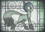  2012 animal_ears blue_hair earth_pony equine fan_character female feral fur green_fur green_skin grey_fur grey_skin hair hi_res horse kara mammal my_little_pony nude open_mouth pony raptor007 smile solo yellow_eyes 