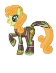  2012 animal_ears animated carrot_top_(mlp) clothed clothing earth_pony equine female feral friendship_is_magic fur glowing green_eyes hair horse mammal my_little_pony open_mouth orange_fur orange_hair plain_background pony raised_leg raptor007 smile spacesuit yellow_fur 