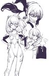  ayanami_rei dowman_sayman evangelion:_2.0_you_can_(not)_advance evangelion:_3.0_you_can_(not)_redo eyepatch grin knife makinami_mari_illustrious monochrome multiple_girls neon_genesis_evangelion plugsuit rebuild_of_evangelion shikinami_asuka_langley smile souryuu_asuka_langley 