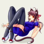  animal_ears cat_ears cat_tail china_dress chinese_clothes dress legs original solo tail thighhighs yuuki_(silent_moon) 