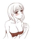  anegasaki_nene bare_shoulders blush breasts cleavage large_breasts love_plus mochizuki_kazuto mole mole_under_eye short_hair solo 