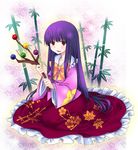  bamboo bamboo_forest branch forest houraisan_kaguya jeweled_branch_of_hourai long_hair nature ogakuru purple_hair red_eyes solo touhou 